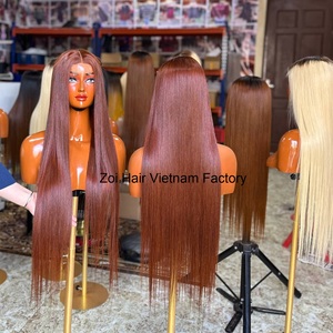 Vente en gros de produits capillaires humains Perruques frontales lisses et droites en dentelle Perruque vietnamienne droite en cheveux bruts, os soyeux pour femmes noires - Product Image 3