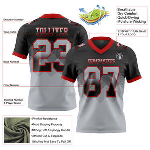 Maillot de football américain personnalisé pour le jour du match en maille respirante avec impression de drapeau et ajustement de forme carrée de style dégradé authentique - Product Image 2