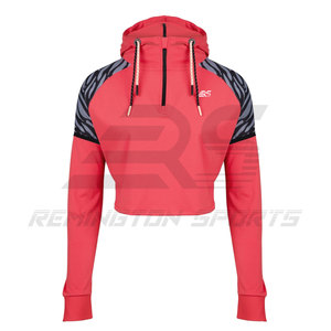 Wholesale Cropped Top Hoodie and Cotton Women Cropped Workout Hoodie With Custom logo and Design - Product Image 3