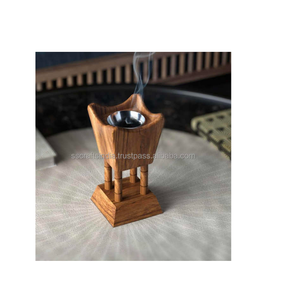 Cadeaux d'entreprise Artisanat Gravé Acacia Bois Bakhoor Brûleur Plateau Ensembles Encens Arabe Indien Madkhan Religieux Coriandre - Product Image 5