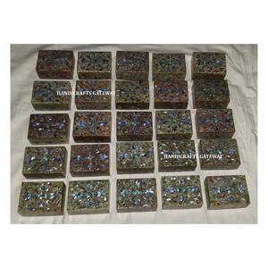 Exclusif plus belle stéatite avec couleur bleue nacre fleur conception incrustation travail boîte à bijoux pour la décoration de la maison - Product Image 1