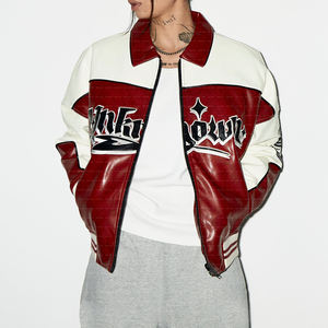 Chaqueta de carreras Nascar de cuero con parche bordado de motocicleta retro personalizada nueva de alta calidad OEM al por mayor para hombre - Product Image 1