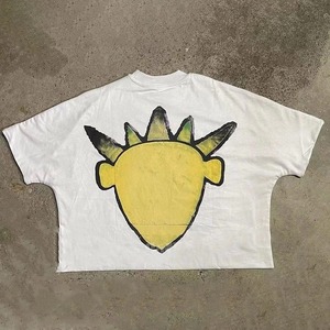 Camiseta de cuello falso de gran tamaño de algodón 100% de peso pesado con logotipo personalizado para hombre estilo Hip Hop con aberturas de poliéster - Product Image 4
