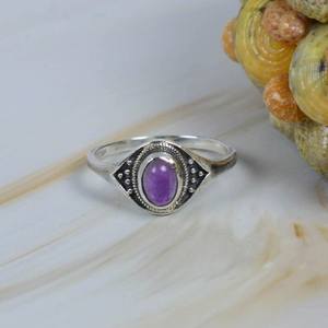 Purple Amethyst Ring 925 Sterling Silver Handmade Jewelry February Birthstone Oval Gemstone Ring for Women - Product Image 2