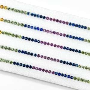 Pierres précieuses rondes de saphir multicolore naturel de 3 mm, taille brillant, facettées, propres à l'œil, pour bijoux, en gros - Product Image 4