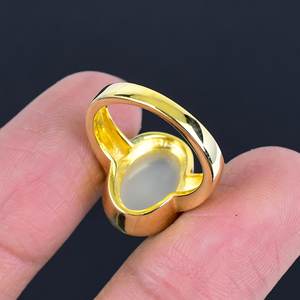 925 Sterling Silver Women's Wedding <b>Ring</b> Milky Moonstone Bezel Setting Classic Style Handmade Gold Plating Custom Logo - Product Image 3