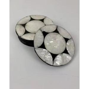 Ensemble de sous-verres de service en incrustation de nacre, ustensiles de cuisine faits à la main, tasse, vaisselle - Product Image 3