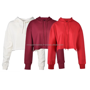 Ventes en gros de sweats à capuche personnalisés pour femmes, sweats à capuche d'hiver courts brodés, streetwear décontracté surdimensionné, pulls à capuche - Product Image 3