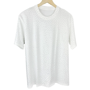 Camiseta Blanca con Pedrería, Unisex, Talla Grande, Moda de Lujo, Camiseta con Cristales, Calidad Premium, Logotipo Personalizado, OEM, ODM, Fábrica al por Mayor - Product Image 1