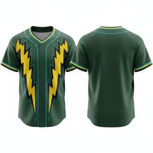 Proveedor de Uniformes de Béisbol OEM, Camisetas de Equipo con Corte y Costura Personalizados, Impresión Digital, 100% Poliéster, Secado Rápido, Transpirable, Cuello en V - Product Image 2