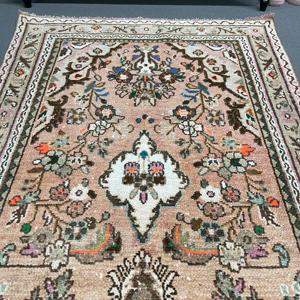 Turkish 3.5x10.4 ft <b>Rug</b>, Vintage <b>Runner</b> <b>Rug</b>, Brown Floral <b>Rug</b> - Product Image 4