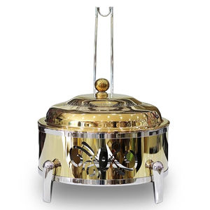 Platos de frotamiento de oro de alta calidad para catering Plato de frotamiento de acero inoxidable Calentador de alimentos para uso de buffet de hotel Platos de comida usada - Product Image 6