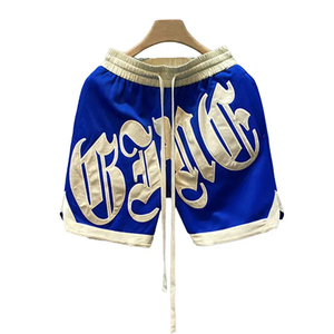 Pantalones cortos de malla para gimnasio de poliéster de talla grande para hombre, bordados personalizados, para baloncesto, correr, deporte, informales, transpirables, para pantalones cortos - Product Image 1