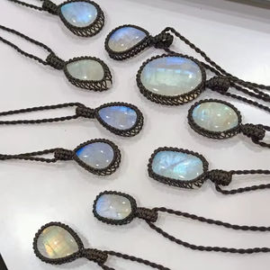 Supar Natural hermosa macramé mezcla piedra lunar piedra preciosa colgante malaquita Bumble Bee Pietersite colgante de macramé de buena calidad - Product Image 1