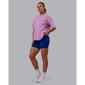 เสื้อยืดโอเวอร์ไซส์สำหรับผู้หญิงไซส์ใหญ่-สีม่วงอ่อน-สีขาว FLXCotton Go-To - Product Image 4