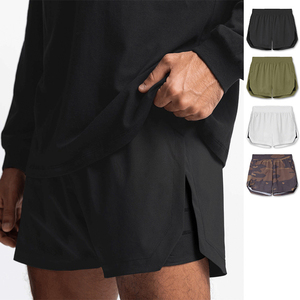 Pantalones Cortos Deportivos Casuales de Doble Capa para Hombre, Cintura Media, Diseño de Dos Piezas, Cintura Elástica, Secado Rápido, para Verano, Deportes, Running, Entrenamiento - Product Image 1