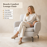 Fauteuil lounge en bouclette personnalisé, fauteuil d'appoint moderne avec pieds en métal pour hôtel, villa, appartement