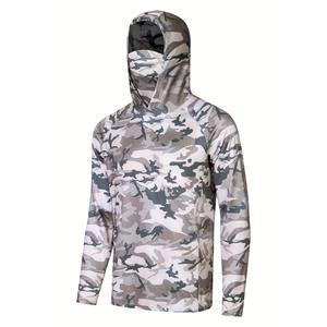 Wholesale Polyester Shirt Men's Sublimation Breathable Long Sleeve Hooded Sun Protection Shirts With Face Mask Fishing Jersey - Product Image 5