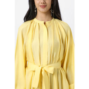 Alta calidad OEM ODM forma redondeada cuello manga larga longitud completa mujeres Maxi vestido cinturón en la cintura en la fabricación al por mayor - Product Image 2