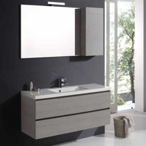 Meuble de salle de bain avec tiroirs et miroir de 120 cm, ensemble mural Miami - Product Image 1