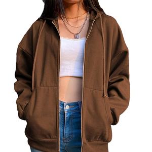 Sudadera con Capucha Extra Grande de Punto con Cierre para Mujer, Estilo Urbano, Holgada, con Logotipo Frontal, Sudadera para Hombre - Product Image 1