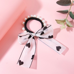 Coleteros <span class=keywords><strong>con</strong></span> Lazo de Encaje de Puntos de Corazón y Perlas de Imitación, Bandas Elásticas para el Cabello, Lindos Coleteros para Niñas - Product Image 6