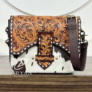 Customized High Quality Luxury Hand Tooled Cowhide Leather Shoulder <b>Bag</b> for Women's with Unique Design Ladies <b>Crossbody</b> <b>Bags</b> - Product Image 1