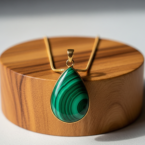 925 argent Sterling minimaliste guérison cristal pendentif délicat naturel Malachite forme mode pendentifs et breloques pour cadeaux - Product Image 2