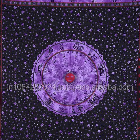 Large Zodiac mandala tapestry wall hanging fabric cotton mul mul decor dorm tapestries astronomy astrology cloth throw