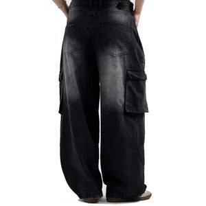 กางเกงวอร์มสตรีทแวร์ทรงจ็อกเกอร์ รุ่น OEM HSI ปี 2026 ผ้าคอตตอนผสมเนื้อหนัก ซักแบบวินเทจ ทรงขากว้างตรง ปลายขาบาน สไตล์แบ็กกี้ สำหรับผู้ชาย - Product Image 3