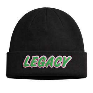 Gorro Negro 08 Legacy, Gorro de Punto para Mujer, Hermandad Universitaria Griega, Rosa y Verde, Ropa de Invierno para Hermandad Universitaria - Product Image 3