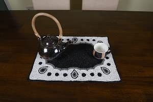 Mantel Individual con borde festoneado DE LINO DE BODA elegante con cuentas de cristal al por mayor perfecto negro 100% con cuentas para fiestas - Product Image 2