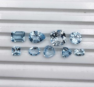 Lote de Piedras Preciosas Sueltas de Topacio Azul Cielo Natural, Corte Mixto, 5-12*16 MM, 50 CT, Topacio Azul Cielo para Joyería - Product Image 3