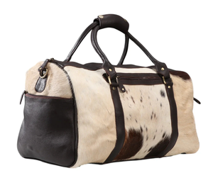 Bolsa de lona de piel de vaca de pelo largo con ruedas Estilo de lujo para viajes Deportes Gimnasio Durante la noche Weekender Use bolsa de lona elegante y elegante - Product Image 1