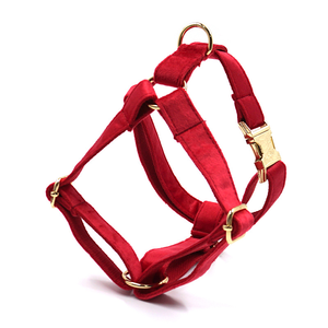 Conjunto de arnés y correa de perro de terciopelo rojo elegante de lujo con collar a juego y soporte para bolso - Product Image 2