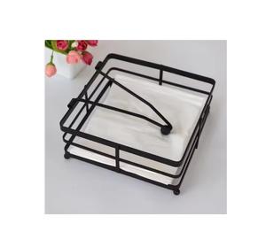 Servilletero de alambre de hierro revestido negro, servilletero colgante para comedor, decoración del hogar, servilletero de mesa para uso en restaurante - Product Image 2