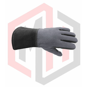 Ergonomic Industrial Anti-Chemical Leather Gloves with Reinforced Palm Extended Wrist Guard <b>7</b> oz Thickness 16INCH Length - Product Image 4