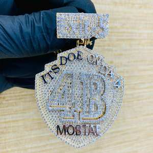 Redondo y corte Baguette VVS Moissanite diamante colgante Hip-Hop joyería colgante aniversario regalo para hombres 925 plata esterlina - Product Image 5