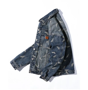 Chaqueta vaquera transpirable de algodón suave con relleno, chaqueta vintage lavada y elegante para hombre - Product Image 1