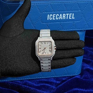 Montre pour homme 42MM 16CT VVS Moissanite avec anneau en or rose 14K de forme géométrique, cadeau Bust Down - Product Image 4