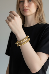 Handcrafted Trendy Gold Plated Antique Pearl & <b>Ball</b> Bangle Set for Wedding Intricate Design Premium Quality Wholesale - Product Image 2