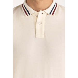 Chemise de golf pour homme, coupe classique, en tricot extensible, infroissable, avec broderie rayée, manches courtes, respirante, 180g, devant - Product Image 2