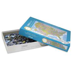 Puzzle personnalisé de 1000 pièces USA, jouet éducatif en papier A4 avec impression de logo, style MAPS in MINUTES, mini puzzle - Product Image 1
