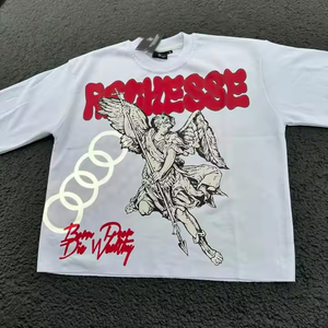 T-shirt graphique unisexe couleur unie décontracté 100% coton de haute qualité/hip hop design personnalisé et logo surdimensionné délavé à l'acide - Product Image 4