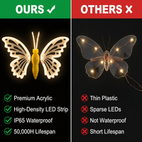 Lumière LED TOPREX en forme de papillon, à fixer au mur, pour mariage, fête, jardin, décoration de fond pour paysage extérieur, Noël
