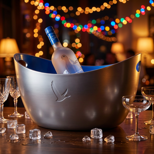 Seau à glace pour 4 bouteilles, plaqué argent avec lumières LED, pour mariage et bar, vente en gros, personnalisation OEM - Product Image 6