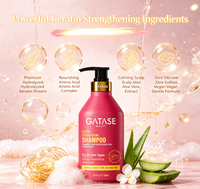 GATASE Shampoing Lotion Végétalien Premium à la Kératine Anti-Frisottis Lissant Sans Silicone Éclaircissant Cheveux Abîmés et Chute de Cheveux