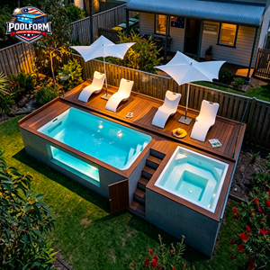 Multi Functional Hotel Spa and Swim Above Ground Pool with Hydro Jets Prefabricated Fiberglass Swimming Pool - Product Image 5