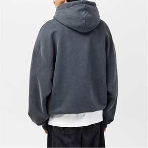 Sweat à capuche streetwear surdimensionné pour hommes sweat à capuche uni de couleur unie avec cordon de serrage réglable avec poches avant pour un usage quotidien - Product Image 4