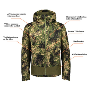 Combinaison de chasse imperméable et chaude pour l'hiver, best-seller, tissu softshell respirant, capuche réglable, fermetures éclair de ventilation, imprimé - Product Image 2